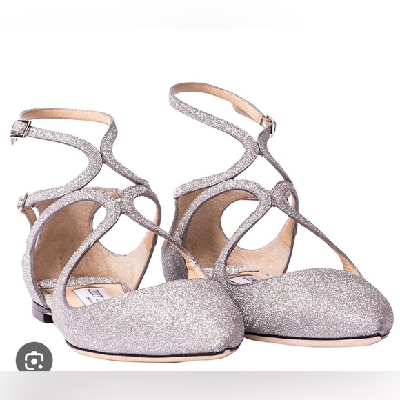 Jimmy Choo NWT LANCER glittered ballet flat shoes - Picture 2 of 7